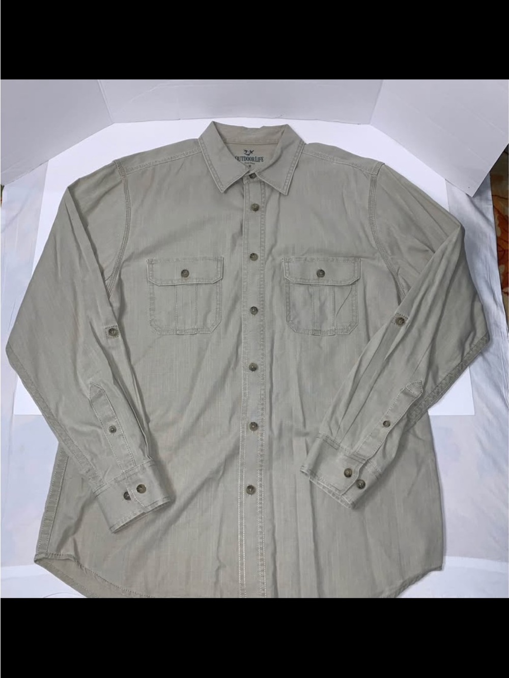 Outdoor Life Men's Button-Down Work Shirt - Light Olive Green